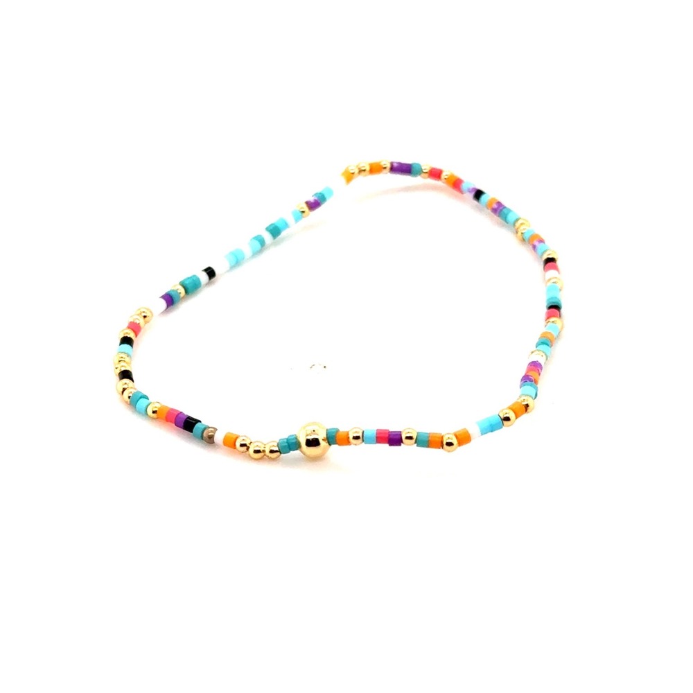Enewton Hope Unwritten Multi Color Seed Bead 14k Gold Filled Stretch Bracelet